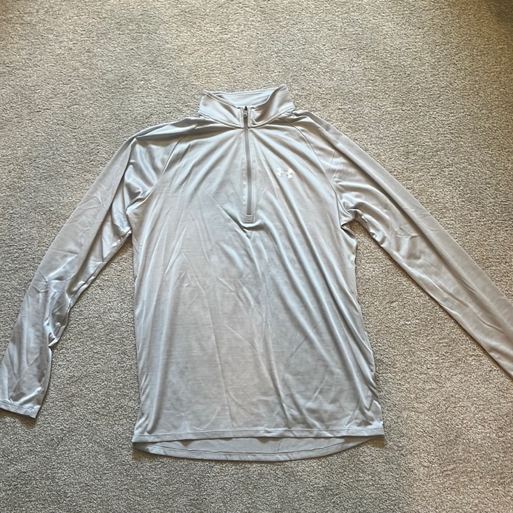 Men's large-tall light weight 3/4 zip long sleeve shirt.